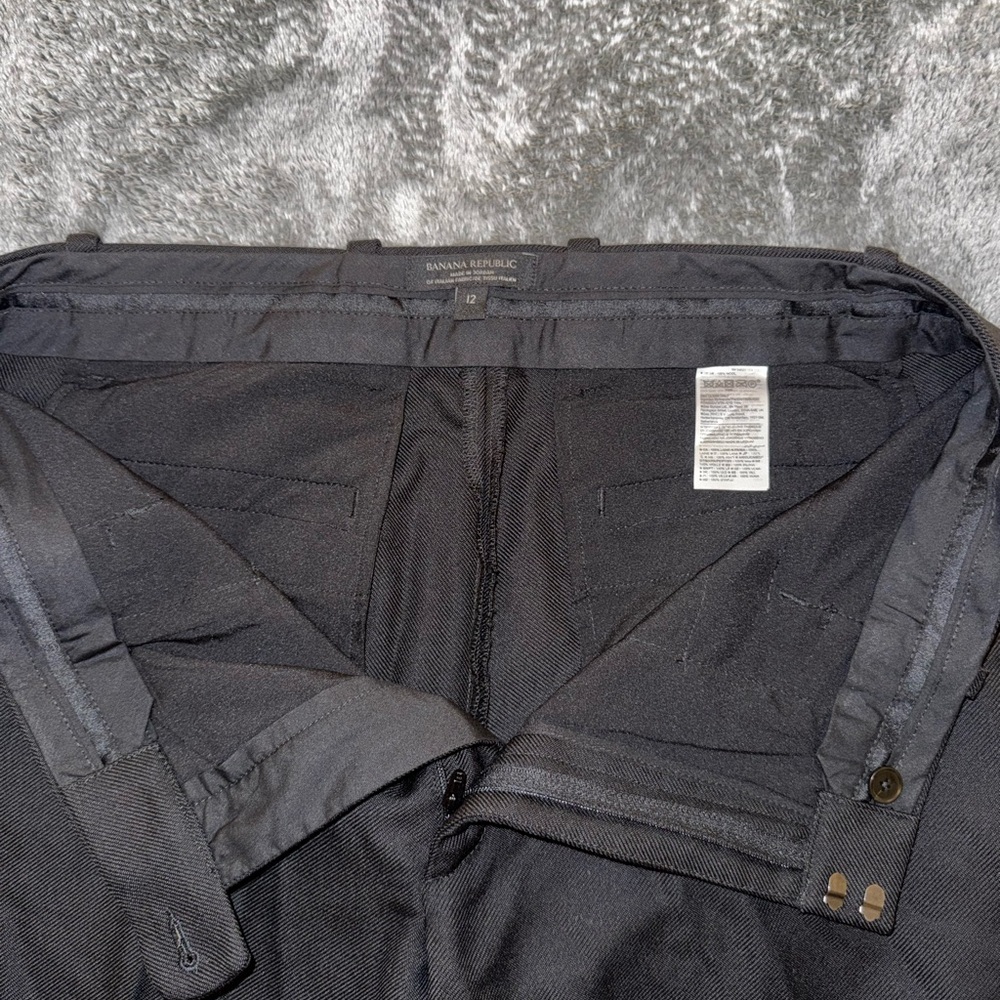 Banana Republic 100% Italian Wool Classic Black Straight Leg Dress Pants-Size 12 - Picture 6 of 14